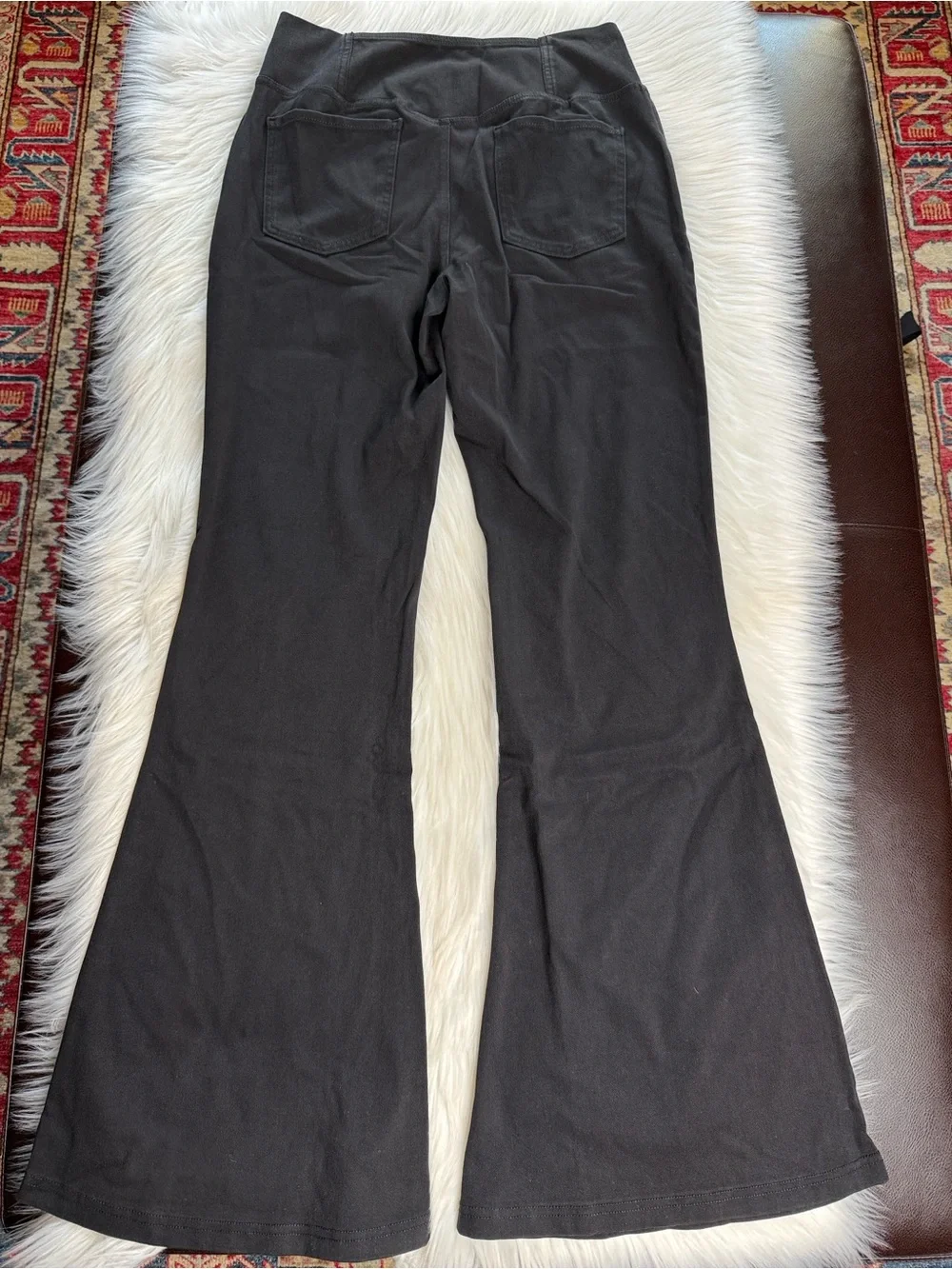 Halara Flex Black Denim Asymmetrical Waist Flare Jeans NWT L Tall